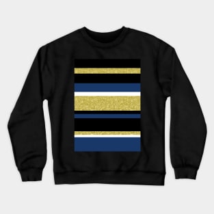 Gold navy blue stripes pattern Crewneck Sweatshirt